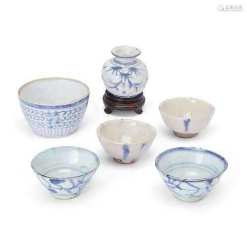 Seven Chinese and Southeast Asian blue and white wares<br />...
