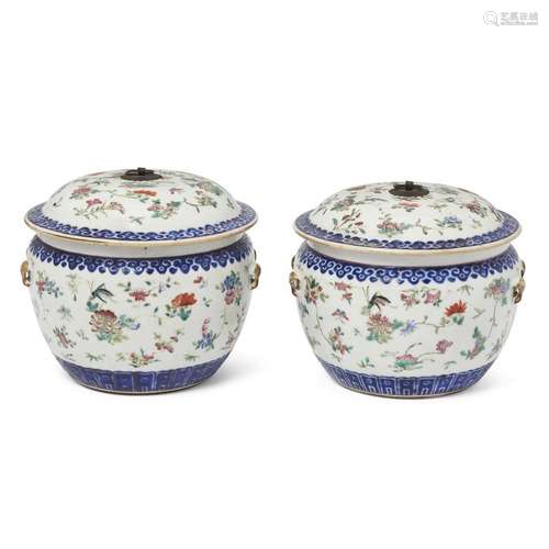 A pair of Chinese famille rose jars and covers<br />
<br />
...