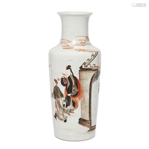 A Chinese Yongzheng-style en-grisaille and rouge-de-fer vase...