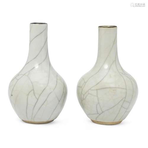 A pair of Chinese crackle-glazed pear-shaped vases<br />
<br...