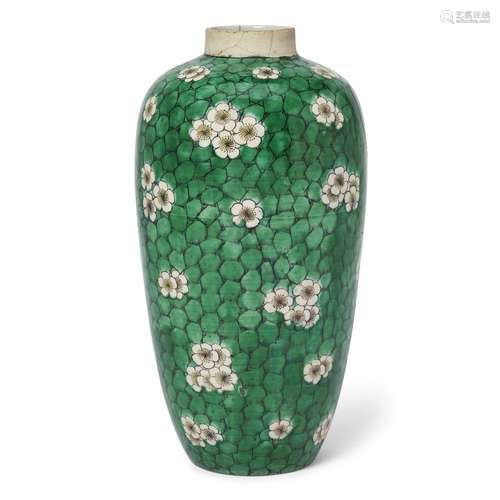 A Chinese famille verte 'prunus' jar<br />
<br />
Qing dynas...