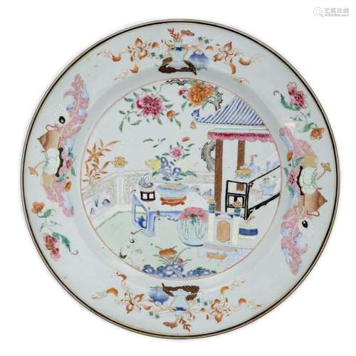 A Chinese famille rose export serving plate<br />
<br />
Qin...