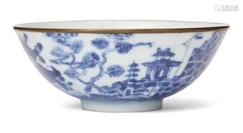 A Chinese blue and white bowl<br />
<br />
Qing dynasty, 19t...