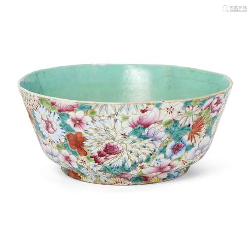 A Chinese famille rose 'millefleurs' octagonal bowl<br />
<b...