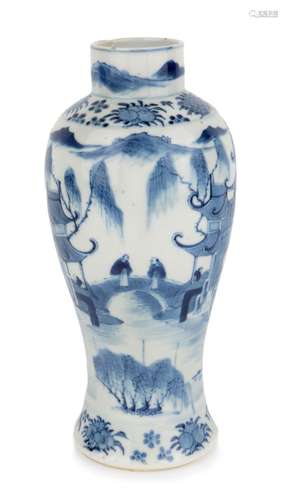 A Chinese blue and white baluster vase<br />
<br />
Qing dyn...