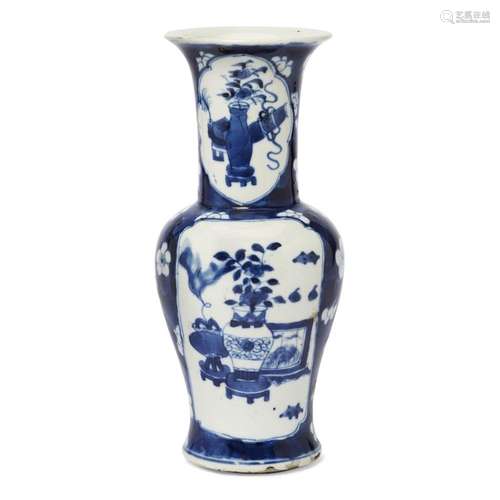 A small Chinese blue and white phoenix tail vase<br />
<br /...