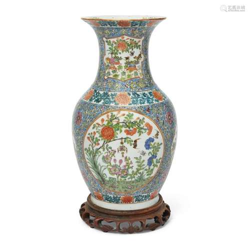 A large Chinese famille rose baluster vase<br />
<br />
Qing...