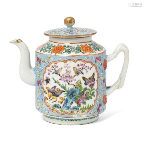 A Chinese famille rose cylindrical teapot<br />
<br />
Late ...