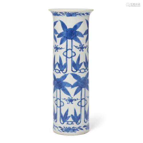 A Chinese blue and white sleeve vase <br />
<br />
Qing dyna...