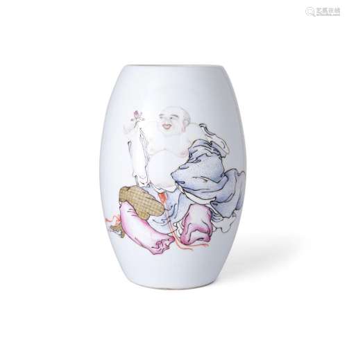 A Chinese famille rose 'Budai' vase<br />
<br />
20th centur...