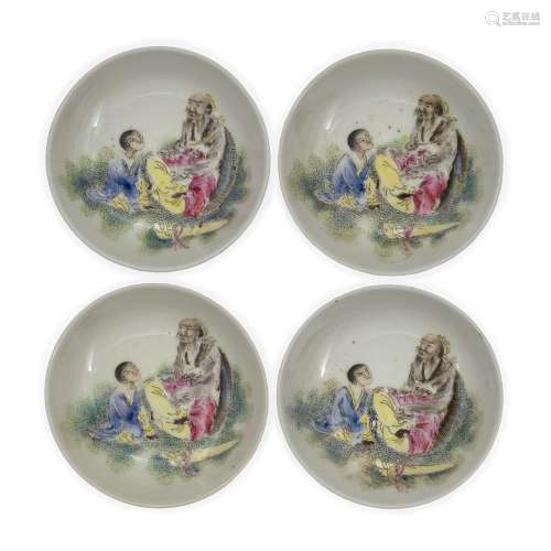 A set of four Chinese famille rose small saucers<br />
<br /...