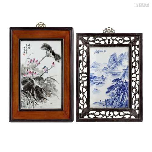 Two Chinese porcelain plaques,<br />
<br />
20th century<br ...