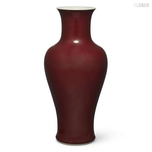 A Chinese red-glazed vase, guan yin zun<br />
<br />
20th ce...