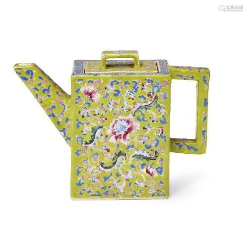 A Chinese famille rose rectangular teapot<br />
<br />
Repub...