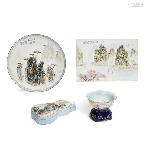 Four enamelled wares in the manner of Wang Xiliang<br />
<br...