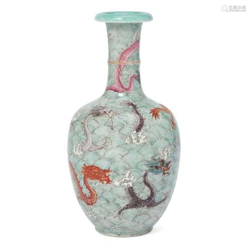 A Chinese famille rose 'dragons' vase<br />
<br />
20th cent...