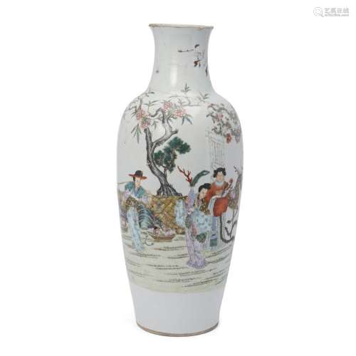 A large Chinese famille rose 'Magu' baluster vase<br />
<br ...