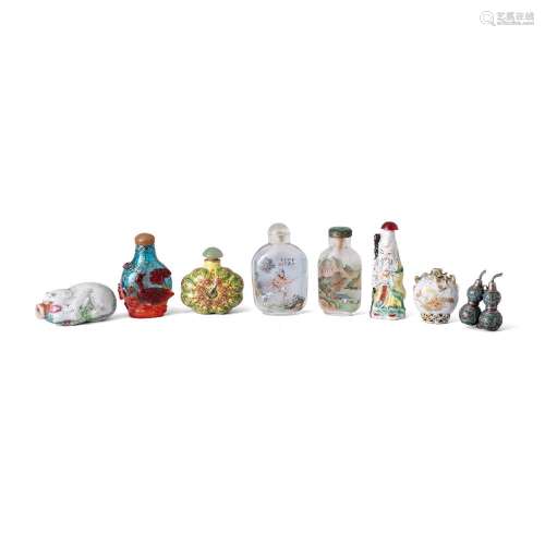 A group of eight Chinese snuff bottles<br />
<br />
Qing dyn...