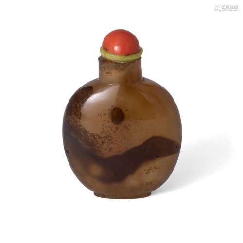 A Chinese 'shadow agate' agate snuff bottle<br />
<br />
Lat...