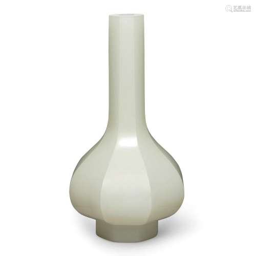 A Chinese pale celadon glass imitation-jade octagonal bottle...
