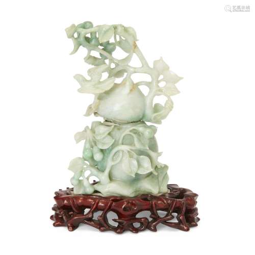 A Chinese jadeite carving of a double gourd<br />
<br />
20t...