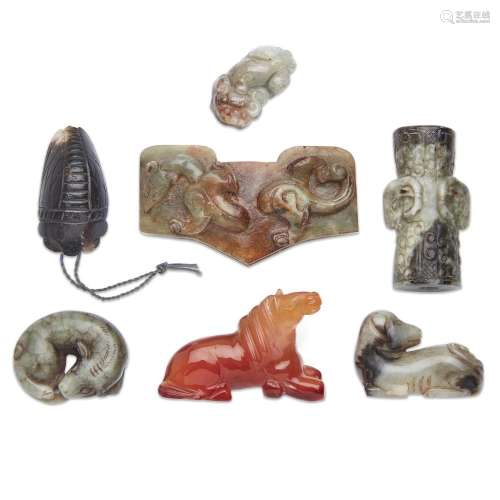A small selection of Chinese jade carvings<br />
<br />
Late...