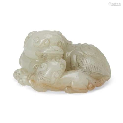 A Chinese pale celadon jade 'lion and cub' group<br />
<br /...