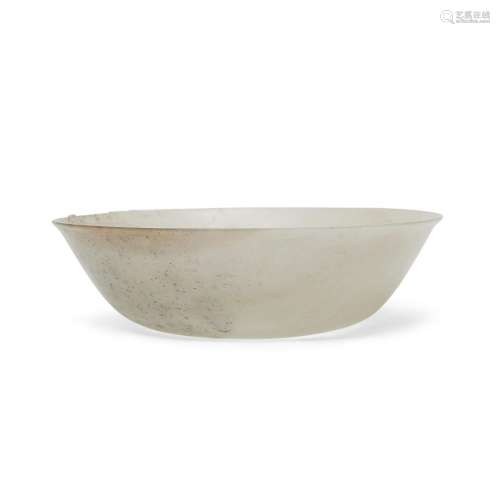 A Chinese white jade shallow bowl<br />
<br />
Qing dynasty,...