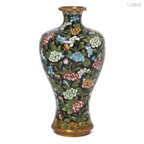 A Chinese cloisonné enamel 'peony and prunus' vase, meiping<...