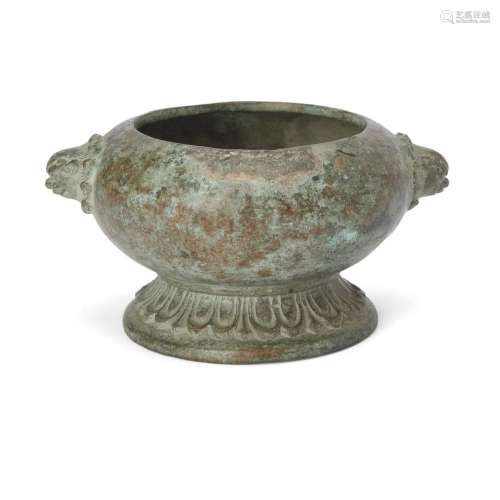 A Chinese patinated bronze incense burner<br />
<br />
Qing ...