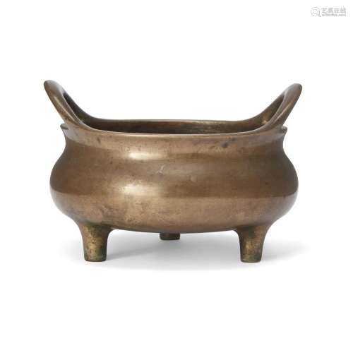 A Chinese bronze tripod incense burner<br />
<br />
Qing dyn...