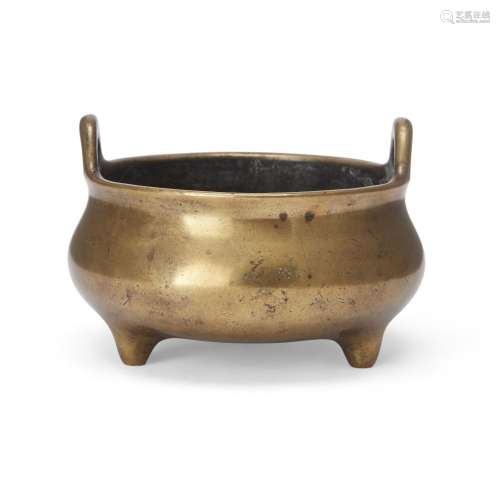 A Chinese bronze tripod incense burner <br />
<br />
Qing dy...