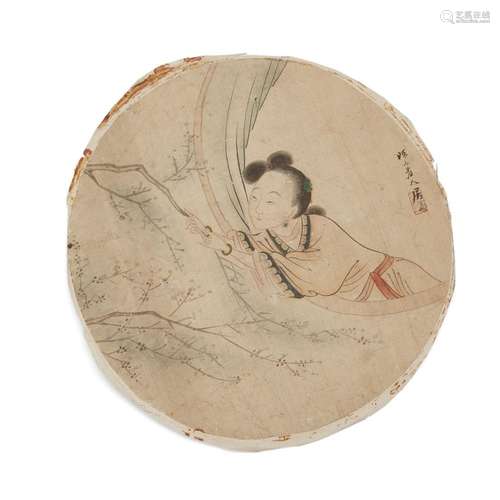 Ju Lian (1828 - 1904)<br />
<br />
Lady with tree branch<br ...