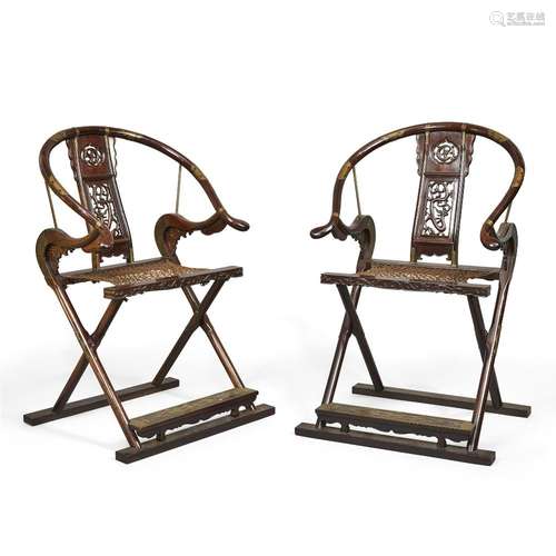 A large and impressive pair of Chinese rosewood Ming-style f...