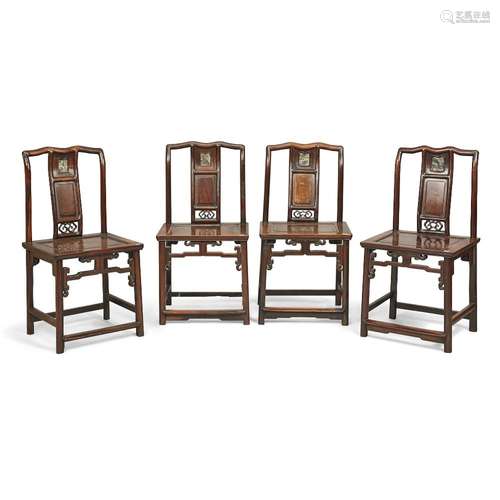 A set of four Chinese hongmu chairs<br />
<br />
Late Qing d...