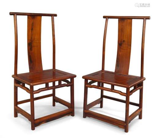 A pair of Chinese Ming-style huanghuali chairs<br />
<br />
...