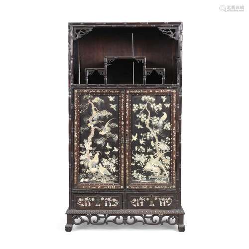 A Chinese rosewood display cabinet, <br />
<br />
Qing Dynas...