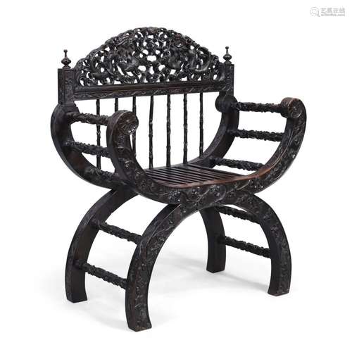 A Chinese carved hardwood armchair<br />
<br />
Qing dynasty...