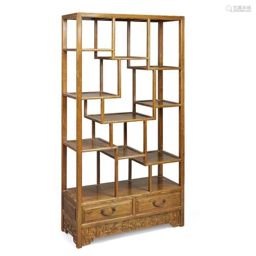 A Chinese elm asymmetrical etagere, <br />
<br />
Republic p...