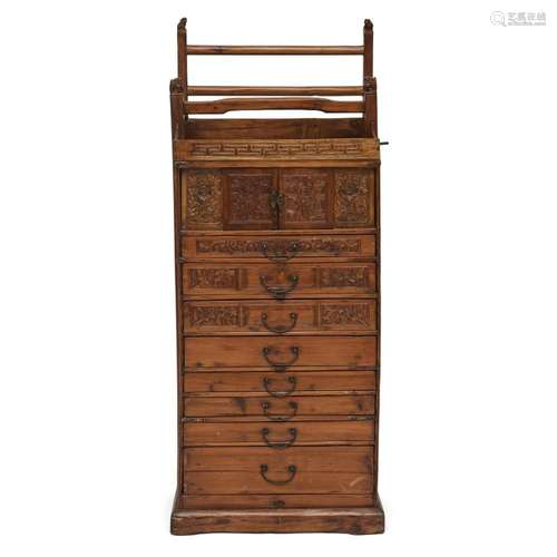 A Chinese softwood small cabinet<br />
<br />
Early 20th cen...