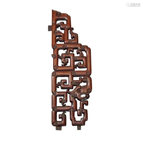 A Chinese hardwood furniture plaque,<br />
<br />
Qing Dynas...