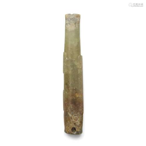 A Chinese archaistic jade fish<br />
<br />
Late Qing dynast...