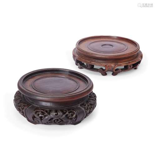 Two Chinese hardwood stands<br />
<br />
Qing dynasty, 19th ...