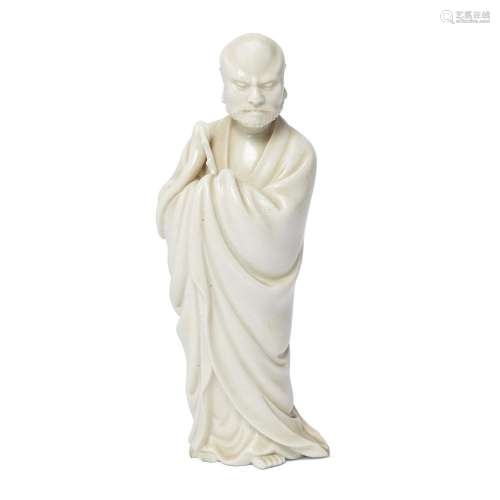 A Chinese blanc-de-chine figure of Damo<br />
<br />
Early Q...