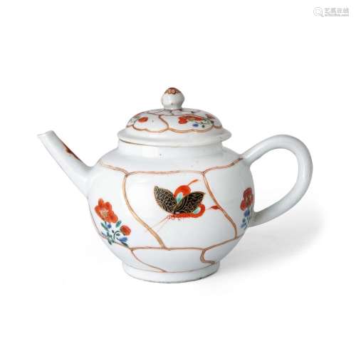 A Chinese moulded ‘butterfly and flower’ teapot and cover<br...
