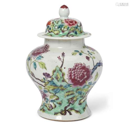 A Chinese famille rose 'floral' baluster jar and cover<br />...