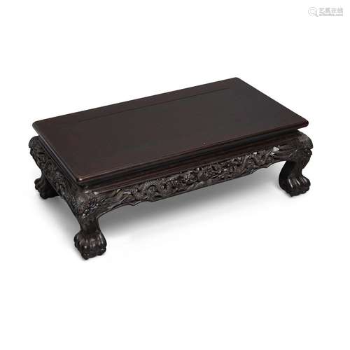 A Chinese carved hardwood rectangular stand<br />
<br />
Ear...