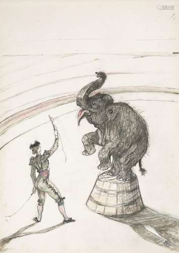 HENRI DE TOULOUSE-LAUTREC (1864-1901)Au cirque: Éléphant en ...