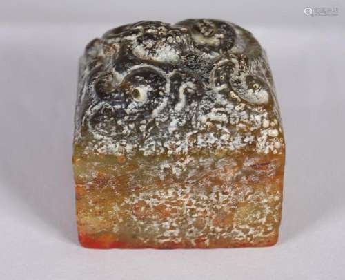 CHINESE QING CALCIFIED GREEN JADE SEAL