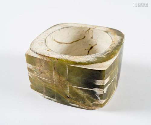 CHINESE CALCIFIED GREEN JADE CONG